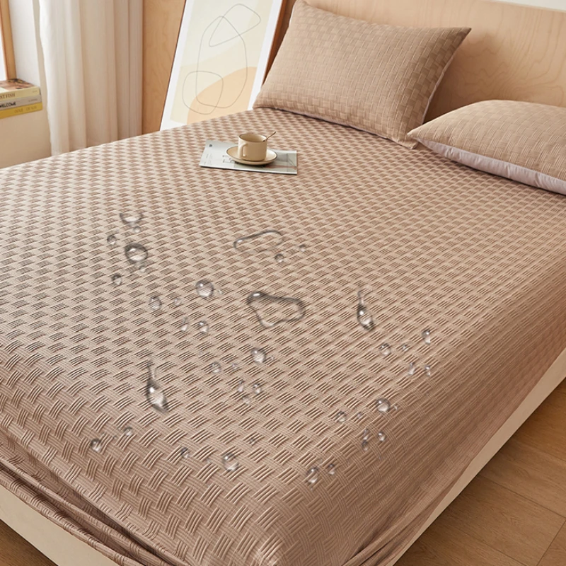 

2025 New Waterproof Single Product Solid Color Bed Hat Class A Includes TPU Bedspread 360 Degrees Wrapped Cotton Mattress Cover