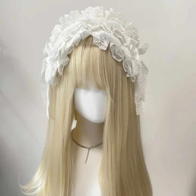 الأصلي اليدوية تنوعا الدانتيل الحجاب عقال Y2K المائية ثقافة فرعية إكسسوارات الشعر لوليتا حفلة الحلو القوس القوطية خوذة