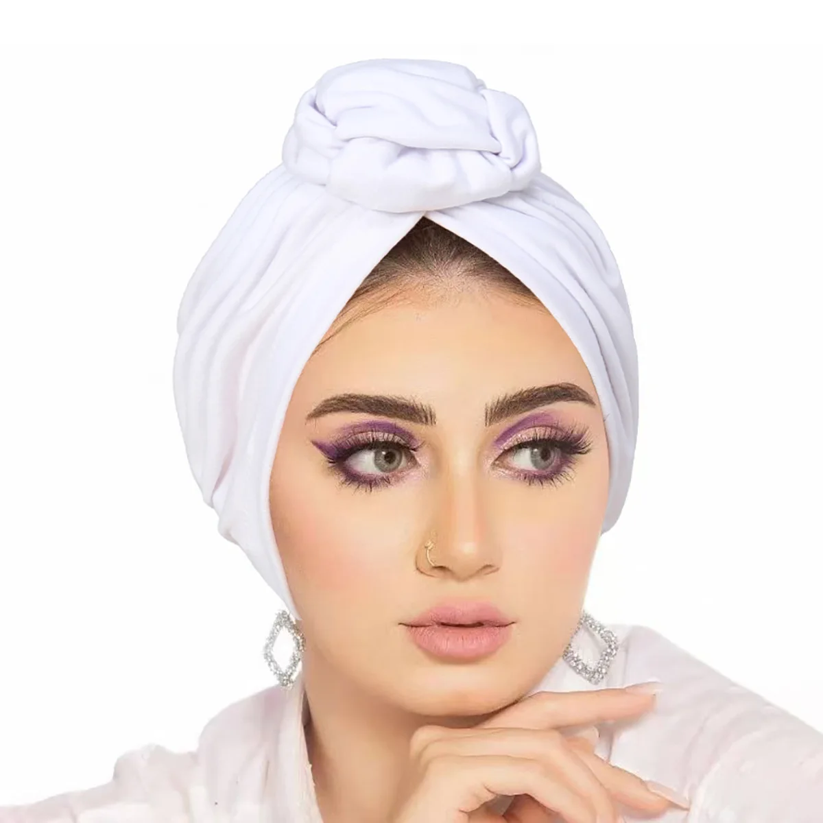 الهندي عقدة عمامة الإناث باندانا Headbands الكيماوي قبعة المرأة المسلمة الحجاب قبعة السيدات الإسلامية أشرطة رأس الحجاب بونيه بيني