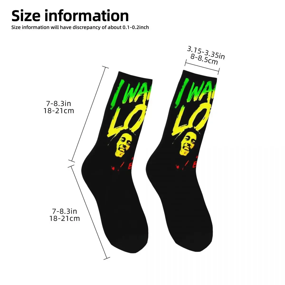 Chaussettes unisexes Rared Bob Marley, randonnée, impression 3D, style de rue, Elin