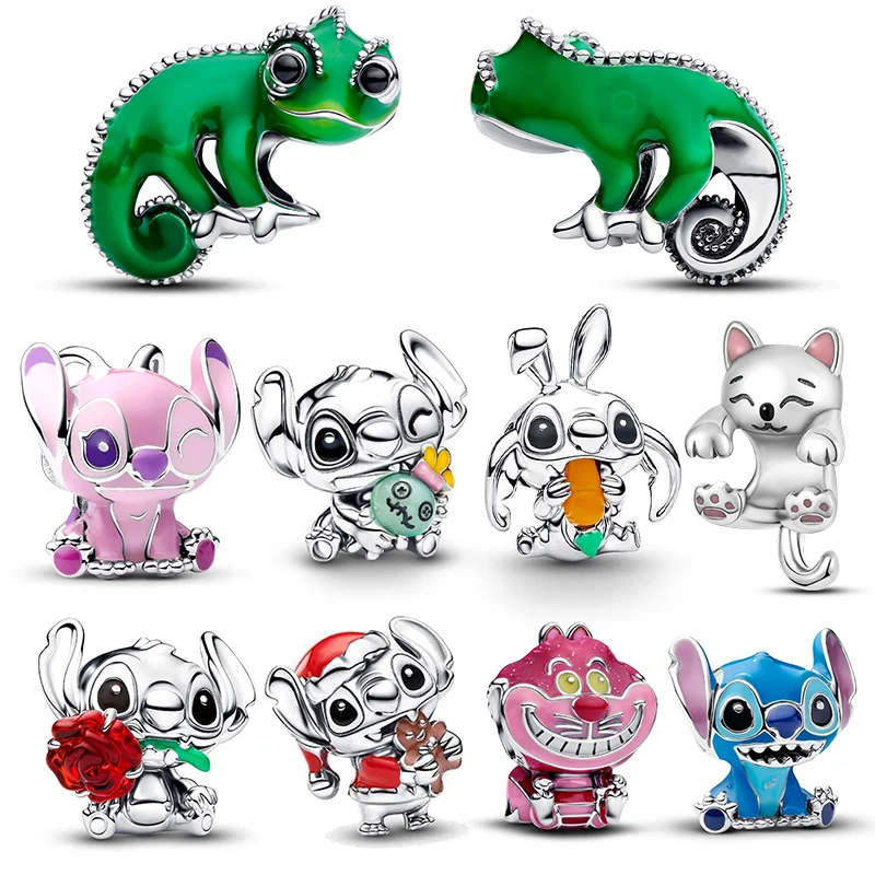 

New in Disney Stitch & Chameleon (Multiple Styles) 925 Silver Charm Bead Fit 3mm Original Bracelet Womens DIY Fine Jewelry Gifts