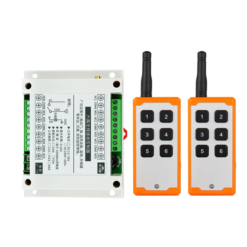 universal DC 12V  24V 36V  6CH 10A relay RF Wireless radio Remote Control  switch 433 mhz 315mhz Industrial/agricultural