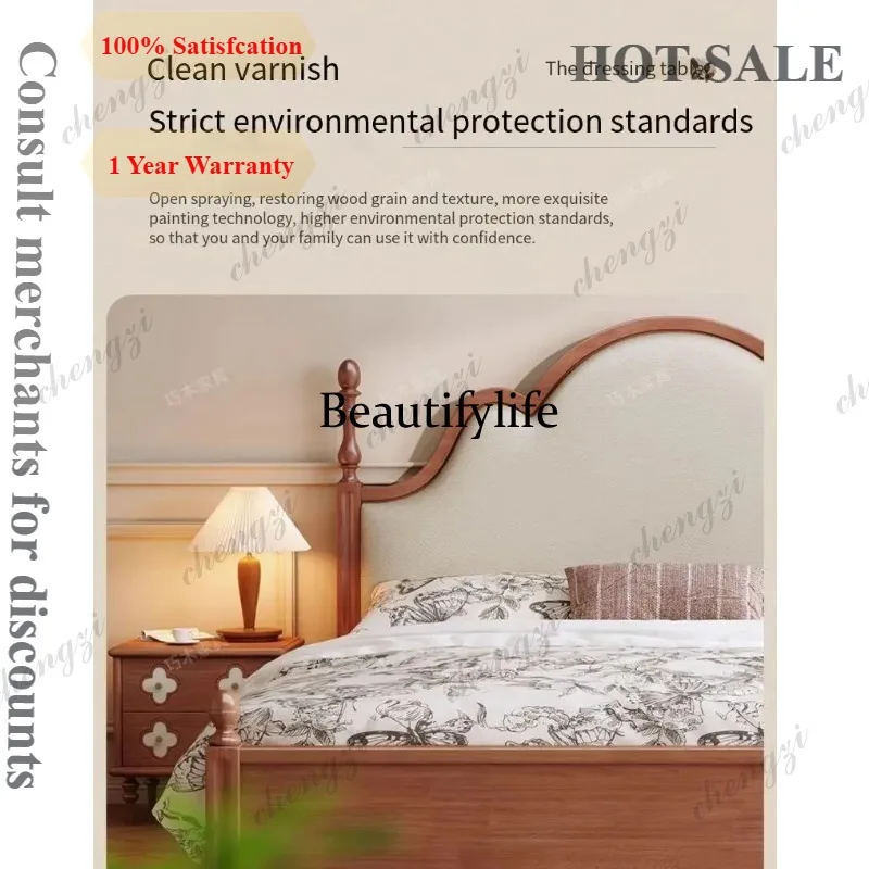 c139 Europen Princess Double Bed Bedroom Organizer Floor Headboards Double Bed Luxury Wooden Modern Cama Box Solteiro