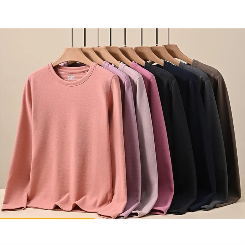 قميص حراري علوي للسيدات ملابس داخلية حرارية سميكة للشتاء بيجامة من الصوف الدافئ تمنع الجفاف بلوفر مرن ناعم ملابس داخلية