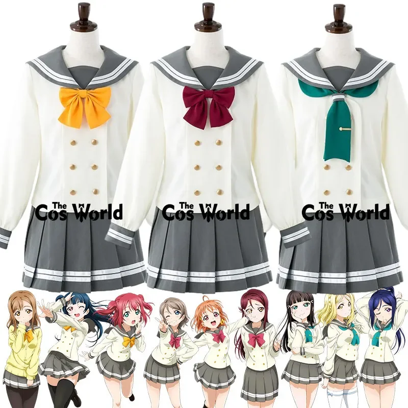 Love Live Sunshine Aqours Winter Uranohoshi High School Uniform Takami Chika Watanabe You Sailor Suit Anime Cosplay Costumes