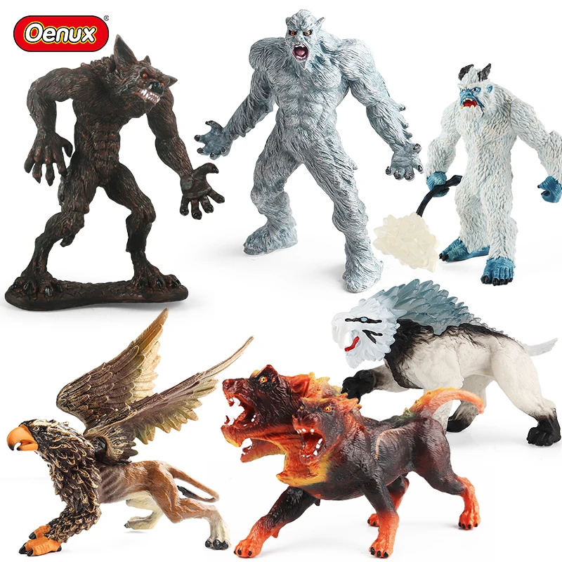 Oenux Savage Werewolf Snowman Ice Monster Model Cerberus Griffin Dragon Dinosaurs Action Figures Animals Toy Collection Kid Gift