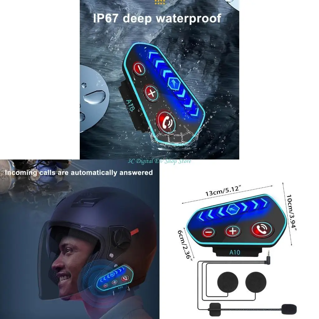 E74D Wireless Bluetooth-compatible Earphones Headphones for Motorcycle Riding Helmet