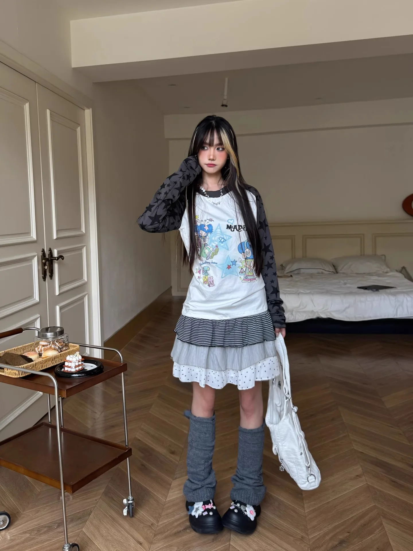 

Американская юбка в горошек Y2K в горошек, женская газовая юбка-тортик, повседневная юбка для девочек-подростков