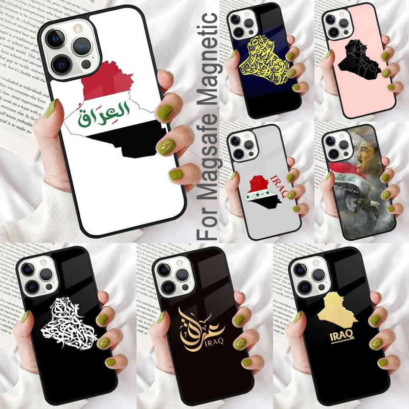 Iraq Map Magnetic Soft Phone Case for iPhone 16 Promax 15 Pro 13 14 Plus 11 12 Mini MagSafe Coque