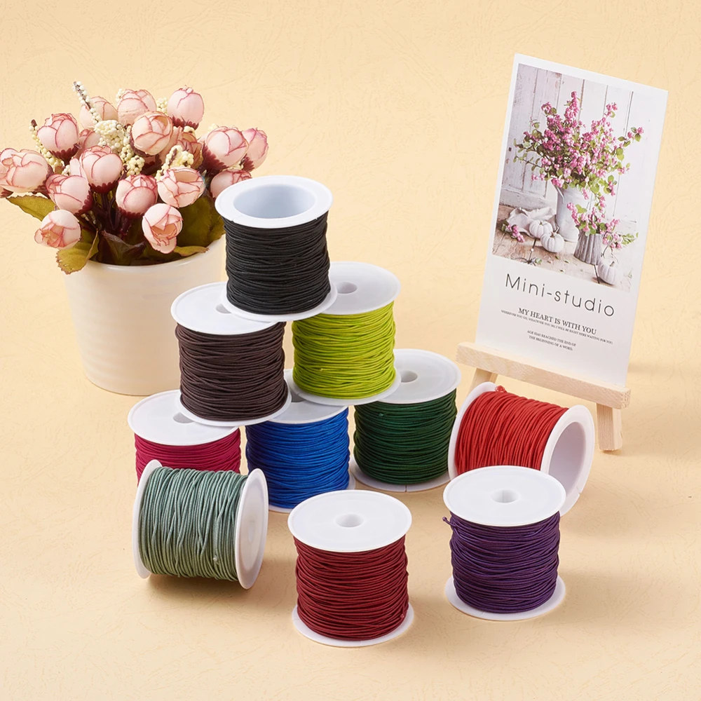 10 Rolls 1mm Elastic Cord Random Mix Color Thread Material for Bracelet Necklace DIY Jewelry Sewing Handcrafted Making Supplies