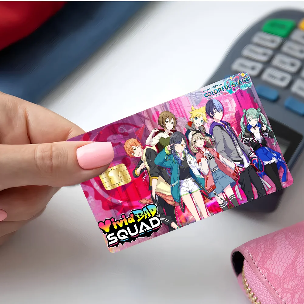 P-Project S-Sekai Anime Cartoon Bear Skin Sticker Film Tape Case For Big Credit Debit Card Front Side