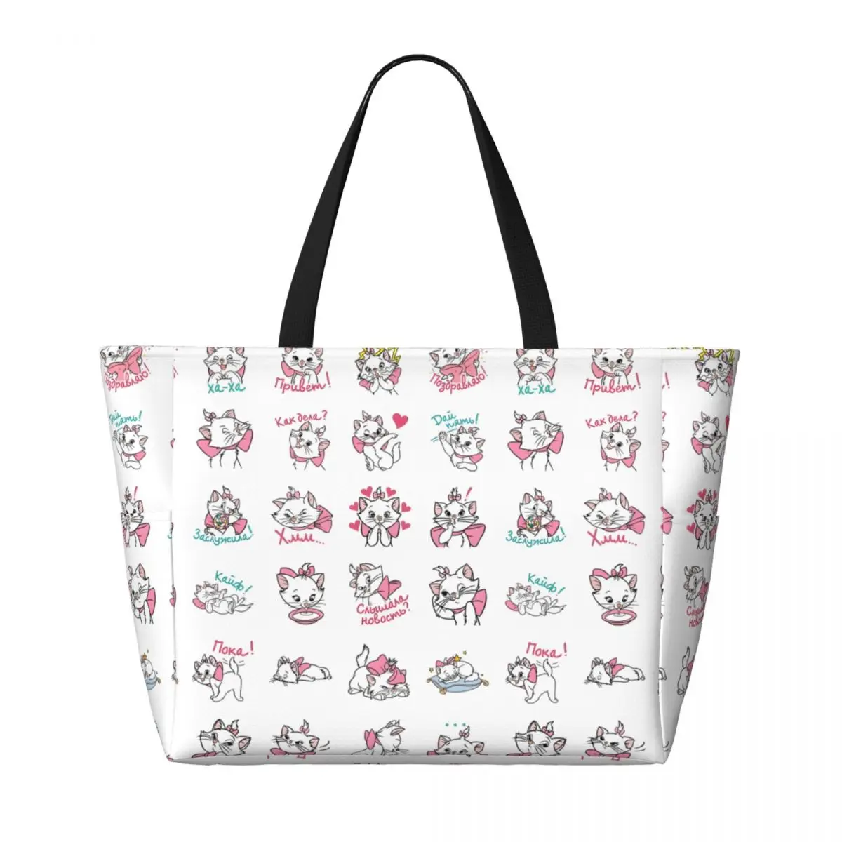 Custom Marie Cat The Aristocats Grocery Shopping Tote Bags Women Large Capacity Cute Kitten Beach Gym Travel Bags