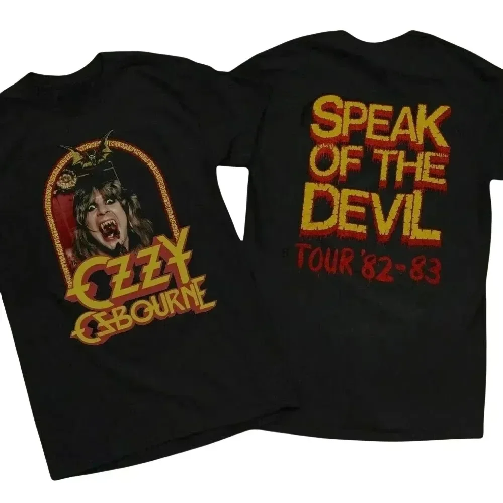

Редкая винтажная футболка Ozzy Osbourne Speak of The Devil Tour 1982, мужская и женская летняя футболка Ozzy Osbourne, черные футболки Speak of The