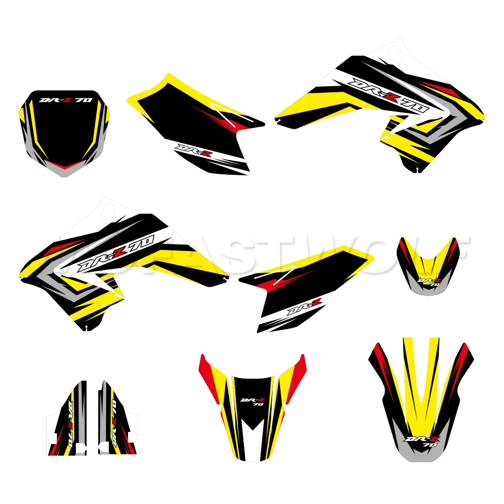 

Motorcycle Fairing Sticker Fit for Suzuki DRZ 70 2009-2019 Full Set Graphics Background Decals Stickers Kits