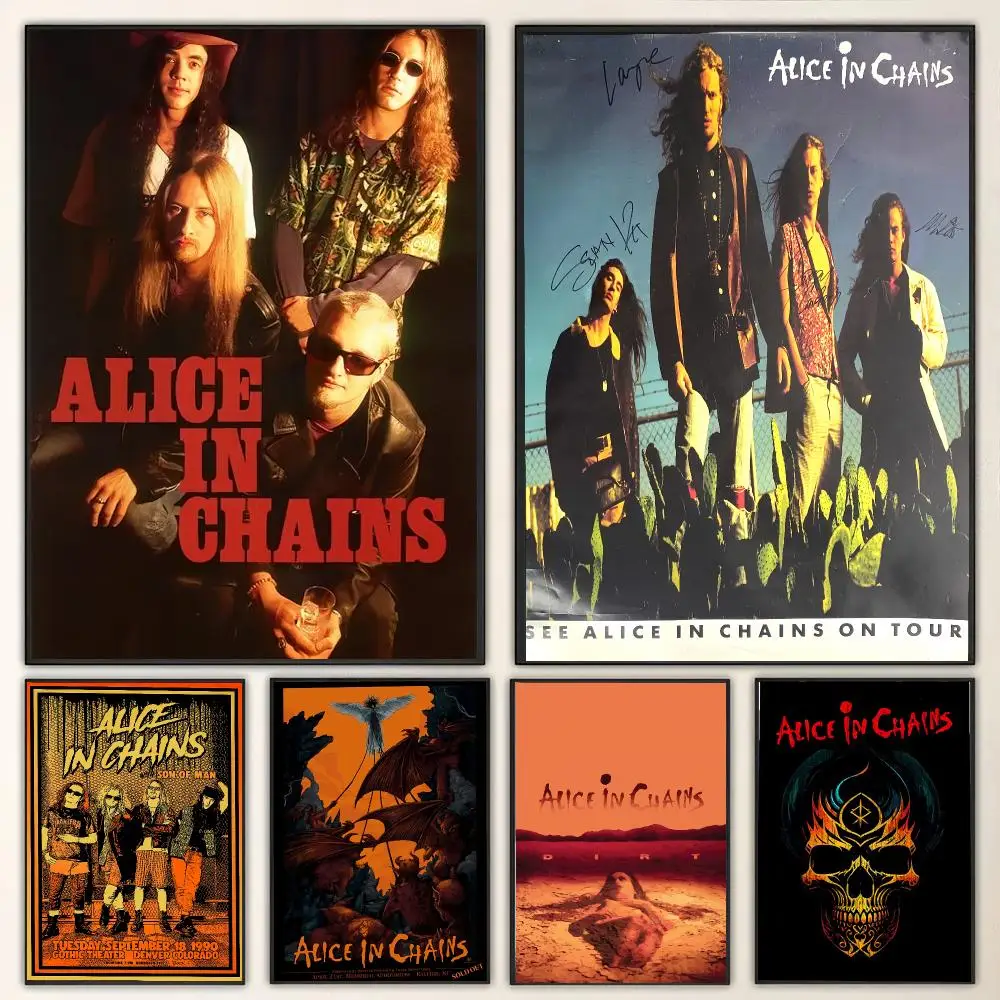 Band A-Alice in Chains Painting Calligraphy Canvas Poster Wall Art for Living Room Bedroom Cafe Decor Gift