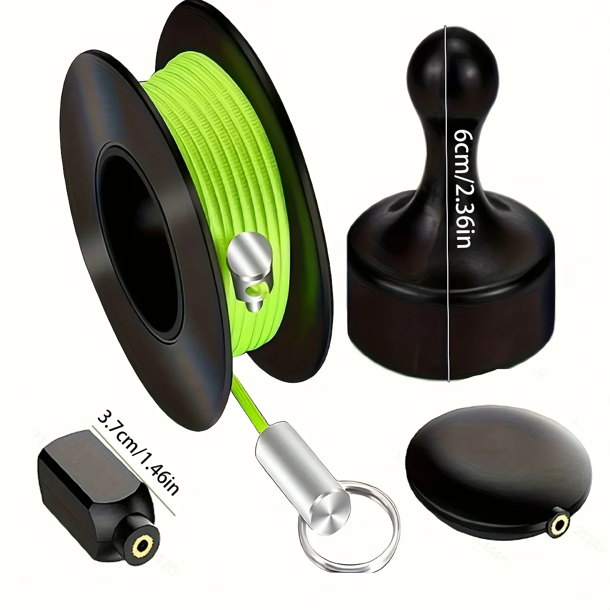 Magnetic Wire Puller Tool with Nylon Coated Hook & Flexible Green-Yellow Line for Threading in Pipes Dark Lines Electrical Work