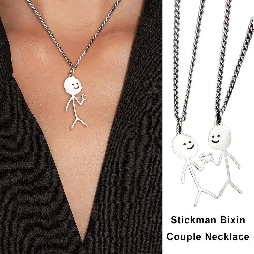 Heart Gesture Necklaces Matching Couple Necklaces Set Love Heart Gesture Stainless Alloy Hollow Out Chain Friends Gift Unisex