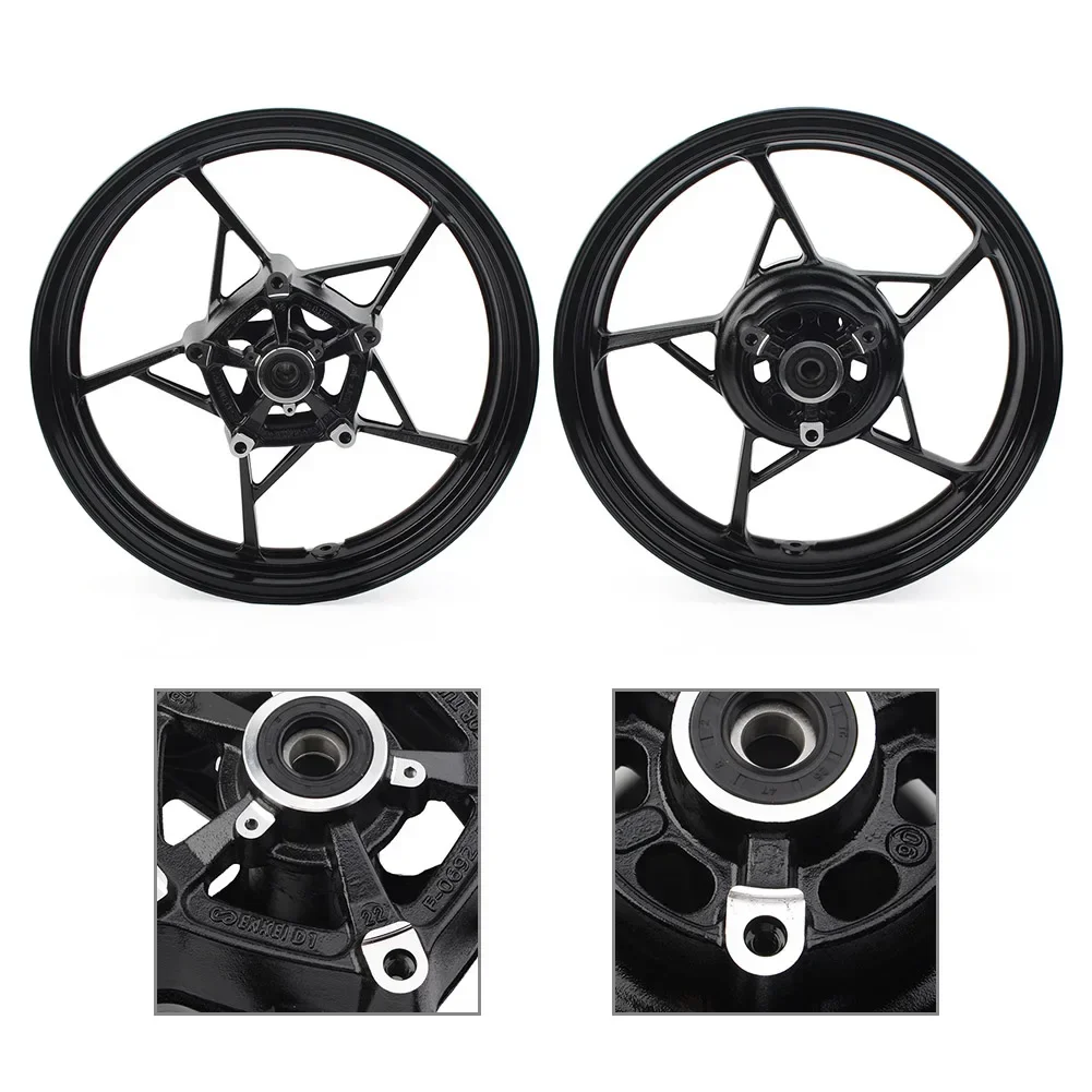

For Kawasaki Ninja 400 EX400 ABS 2018 2019 2020 2020 2021 2022 2023 Glossy Black Motorcycle Front + Rear Wheel Rims 2Pcs