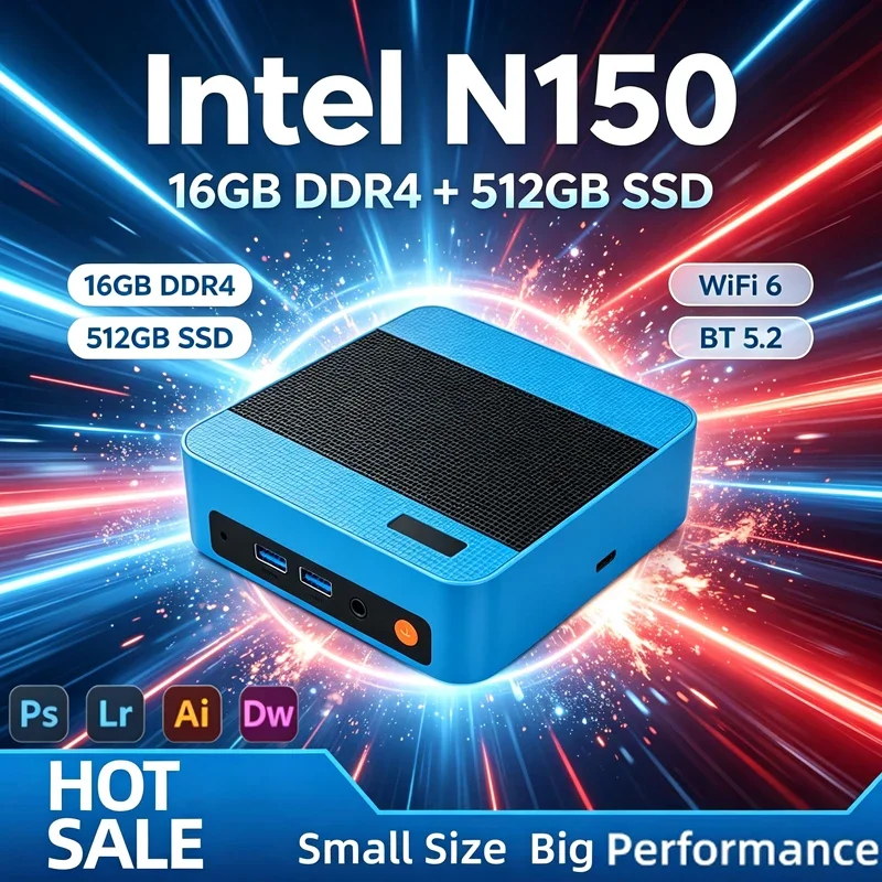 2026-intel-n150-portable-mini-pc-4c4t-36ghz-16gb-ddr4-m2-nvme-ssd-512gb-triple-4k-wifi6-bt52-silent-cooling-office-home-pro