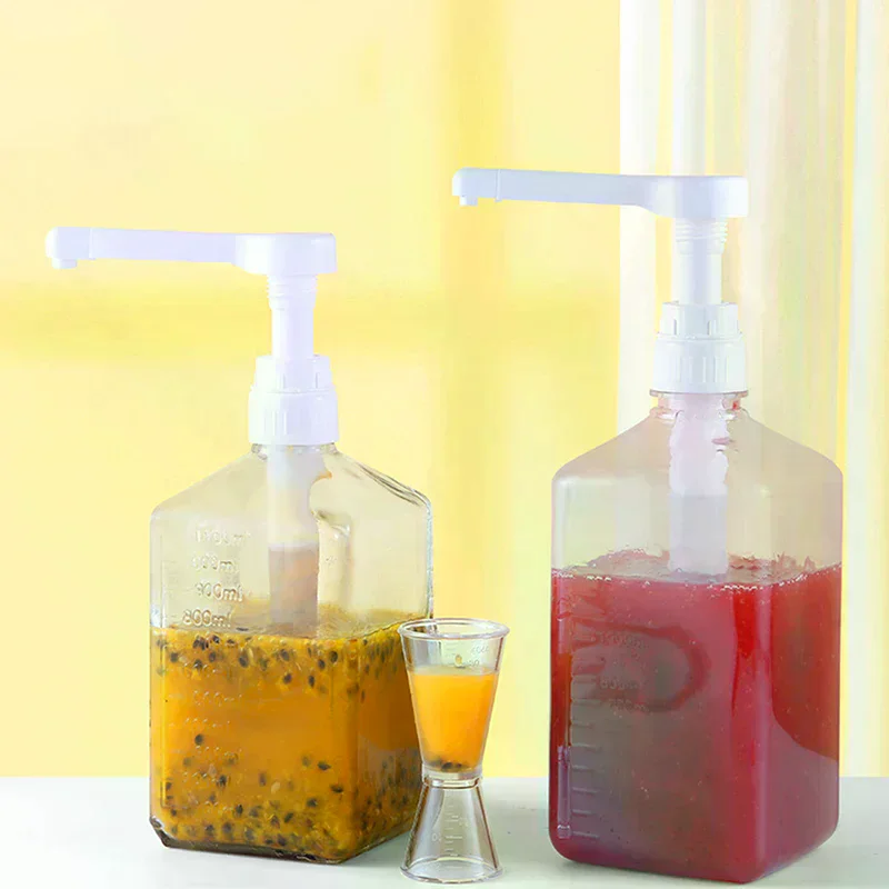 1PC 1600ml Liquid Dispenser with Scale Coffee Syrup Bee Drip Bottle with Hydraulic Pump  Nozzle Head Kitchen Honey Jar Container