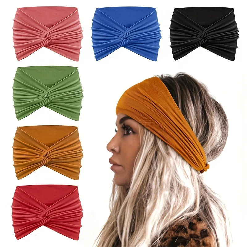 Extra Wide Headbands for Women Non Slip Soft Elastic Hair Bands Yoga Running Sports Workout Gym Head Wraps