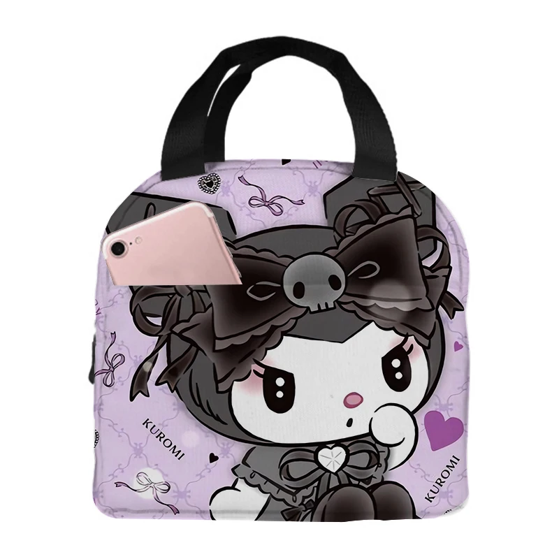 Sanrio-fiambrera portátil con dibujos animados Kuromi, bolsa aislante de papel de aluminio engrosado, ideal para regalo, novedad