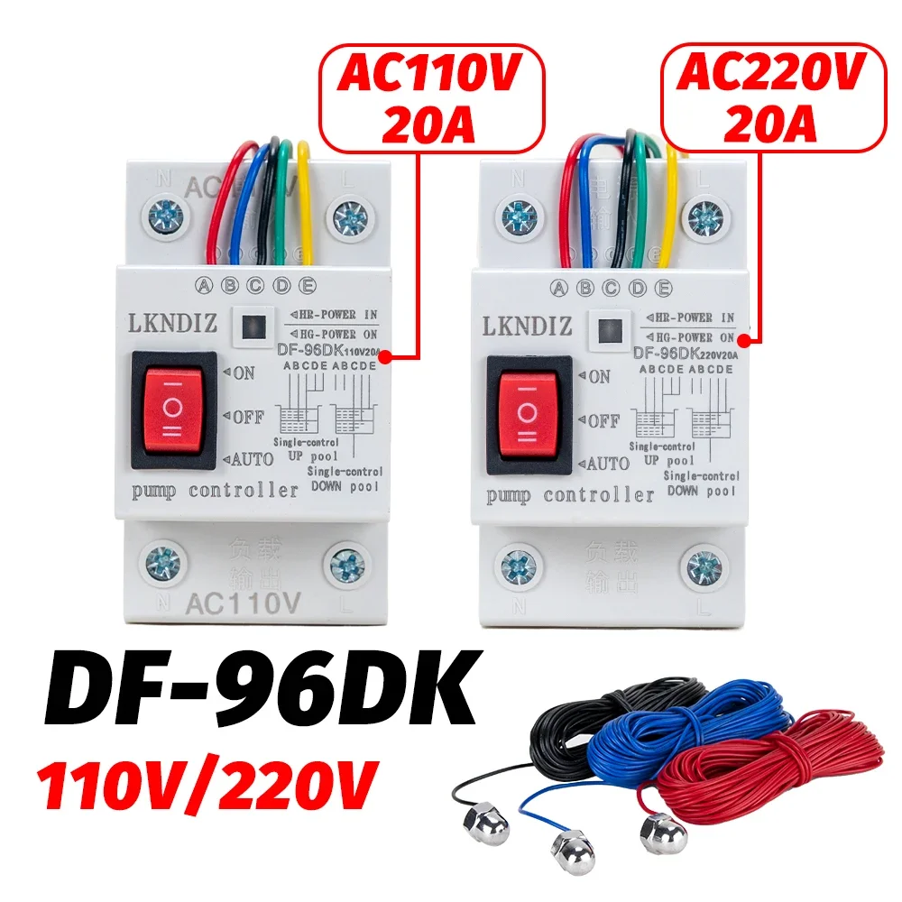 AC DF-96DK Automatic Water Level Controller Switch 20A 220V  Water tank Liquid Level Detection Sensor Water Pump Controller