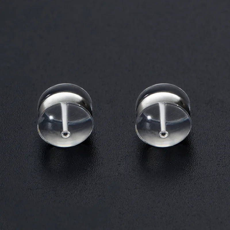 10pcs High Transparent Silicone Ear Back Stoppers Stainless Ring Hamburger Ear Plugs For Jewelry Making DIY Earring Accessories