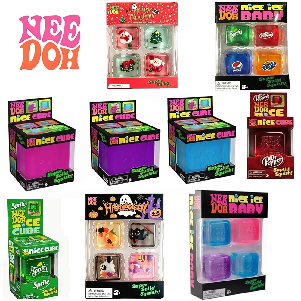 NEW Trending Nee Doh Jellyfish & Cube Squish Toy - Soft Jelly Squeeze Stress Relief Fidget, Sensory NeeDoh for Kids & Adults