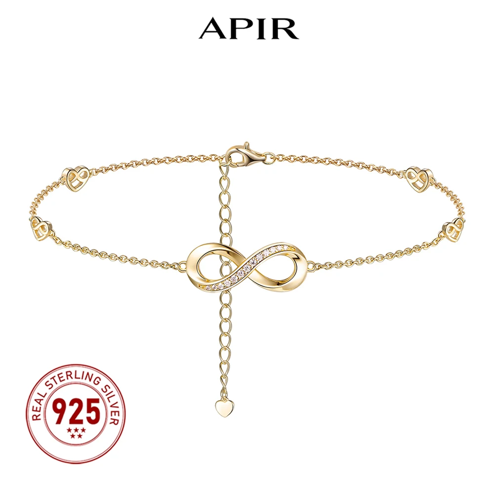 

APIR Gold Plated Moissanite Anklet Elegant Luxury Design Romantic Valentine's Day Gift for Women