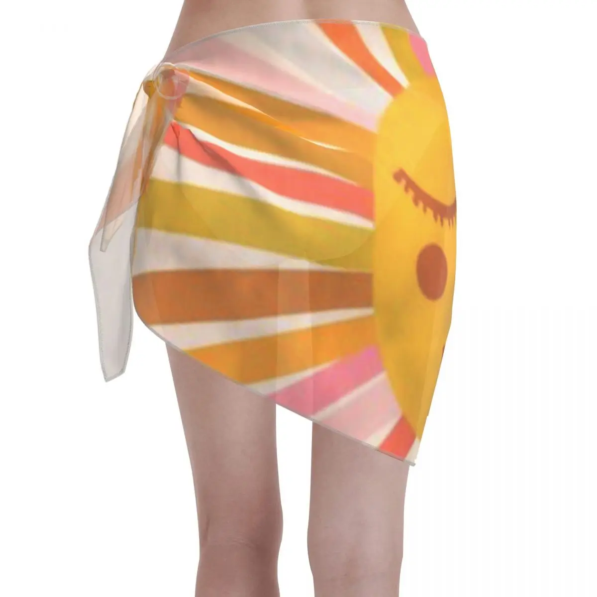 Promotion Sunshine Retro Ochre Palette Women's Beach Wrap SkirtMusic Seaside Festival Open Front Wrap