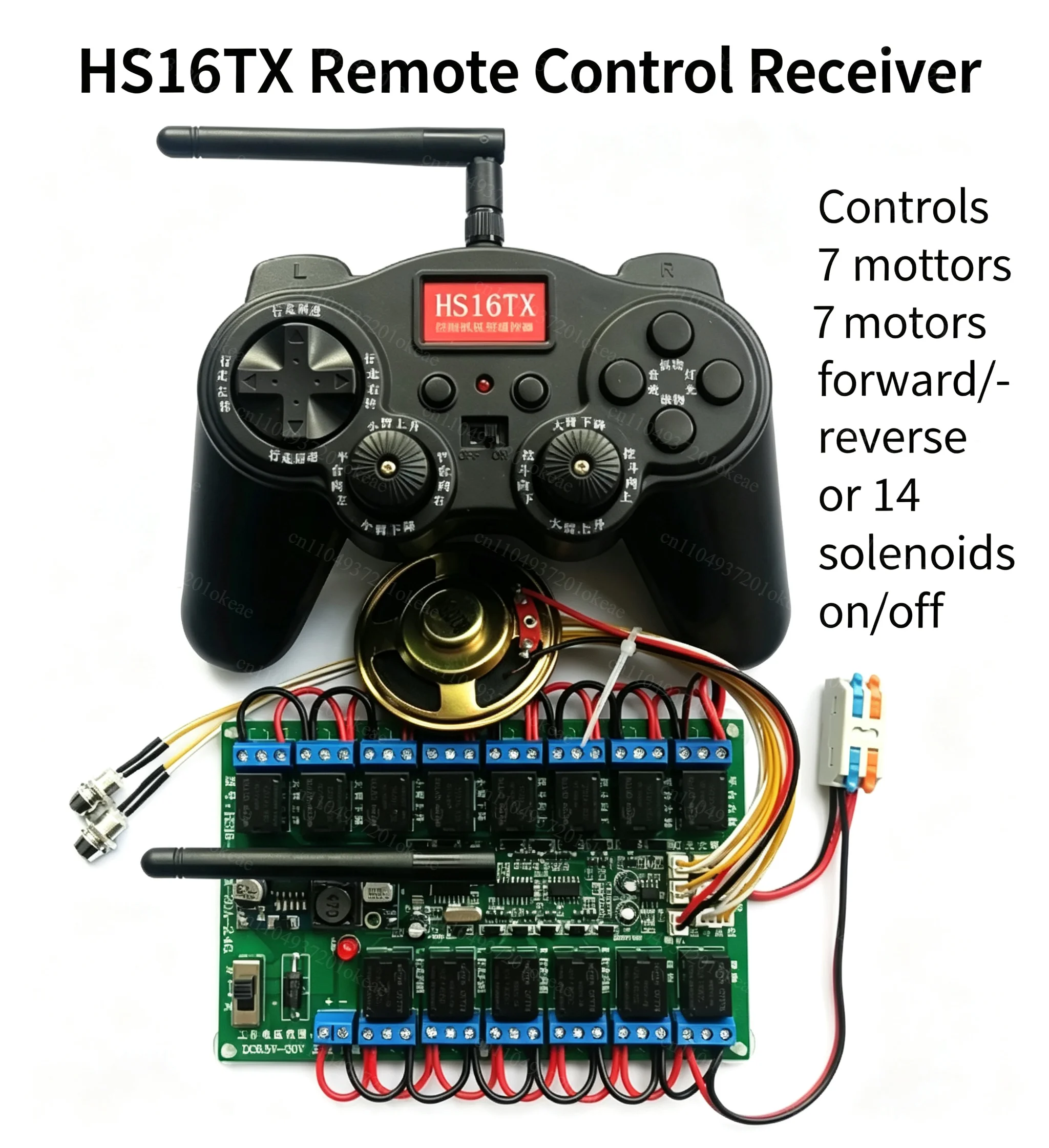 16CH 2.4G Wireless Remote Control Kit, 12V 20A Receiver Board for RC Excavator, Robot and DIY Vehicle Projects