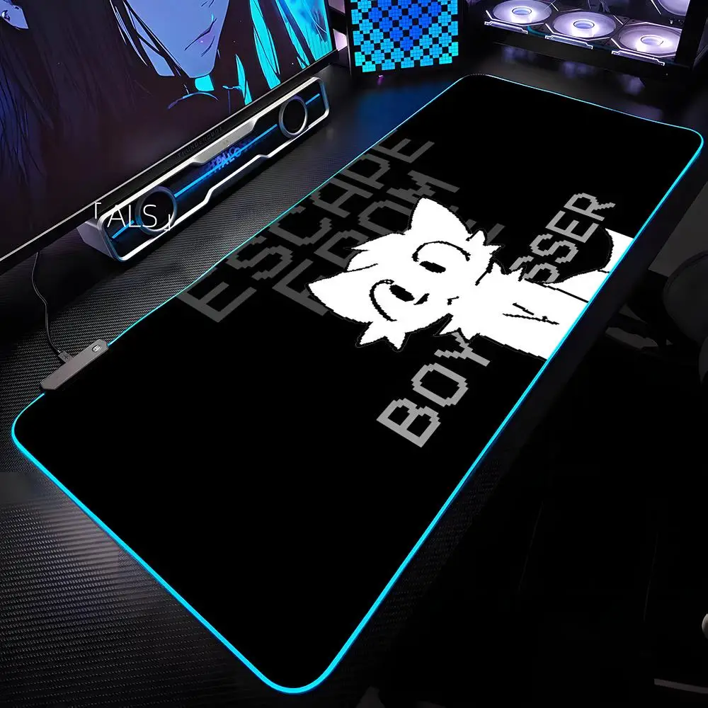 Boykisser Silly Cat Cute Mouse Pad RGB Backlit Mouse Pad Laptop Mouse Pad Laptop Gamer Computer Desk Gaming Accessories