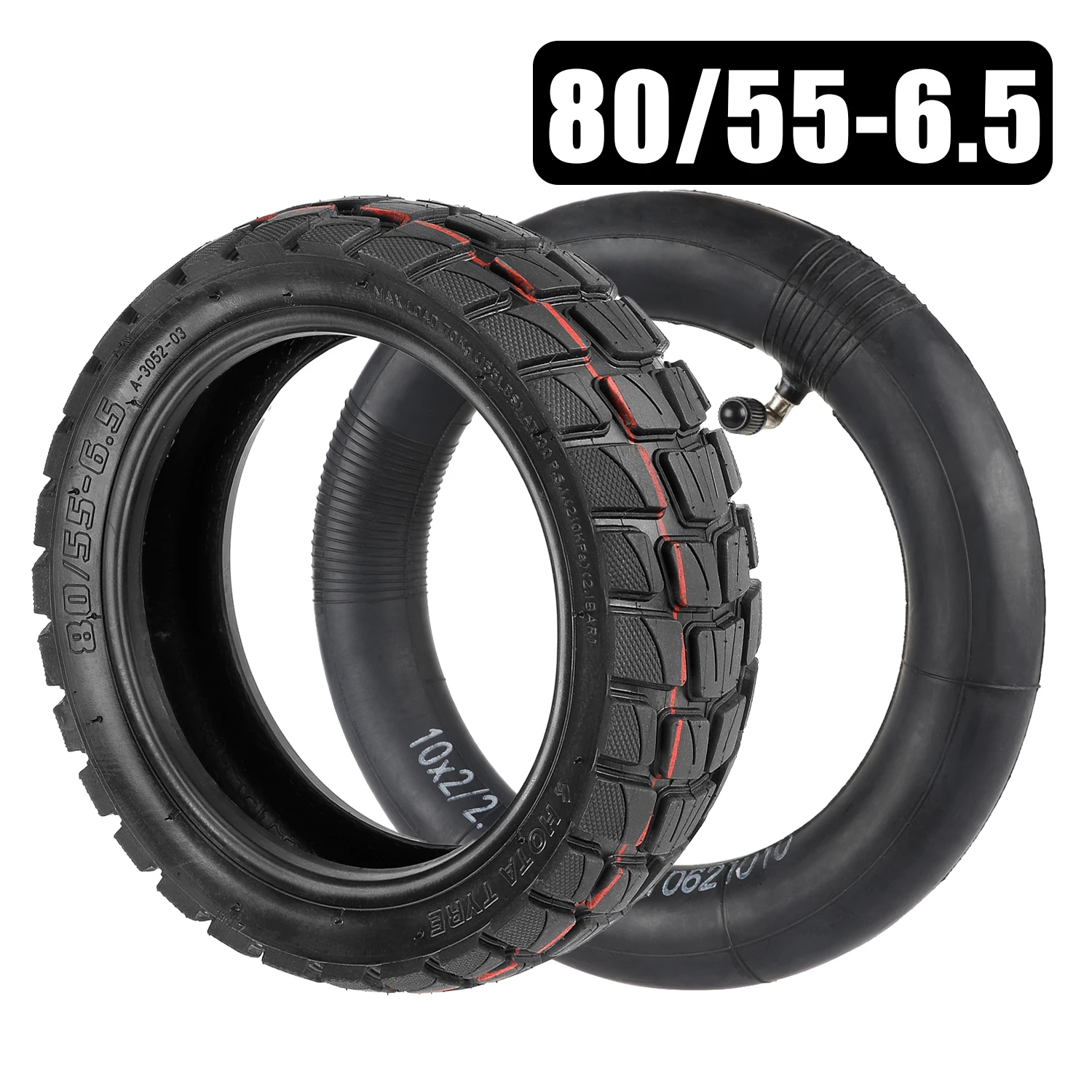 80/55-6.5 Off-road Tubeless Tire With Ulip Thicken Inner Tube Kit for 10 Inch Electric Scooter Wheel Front Rear Tire Accessories