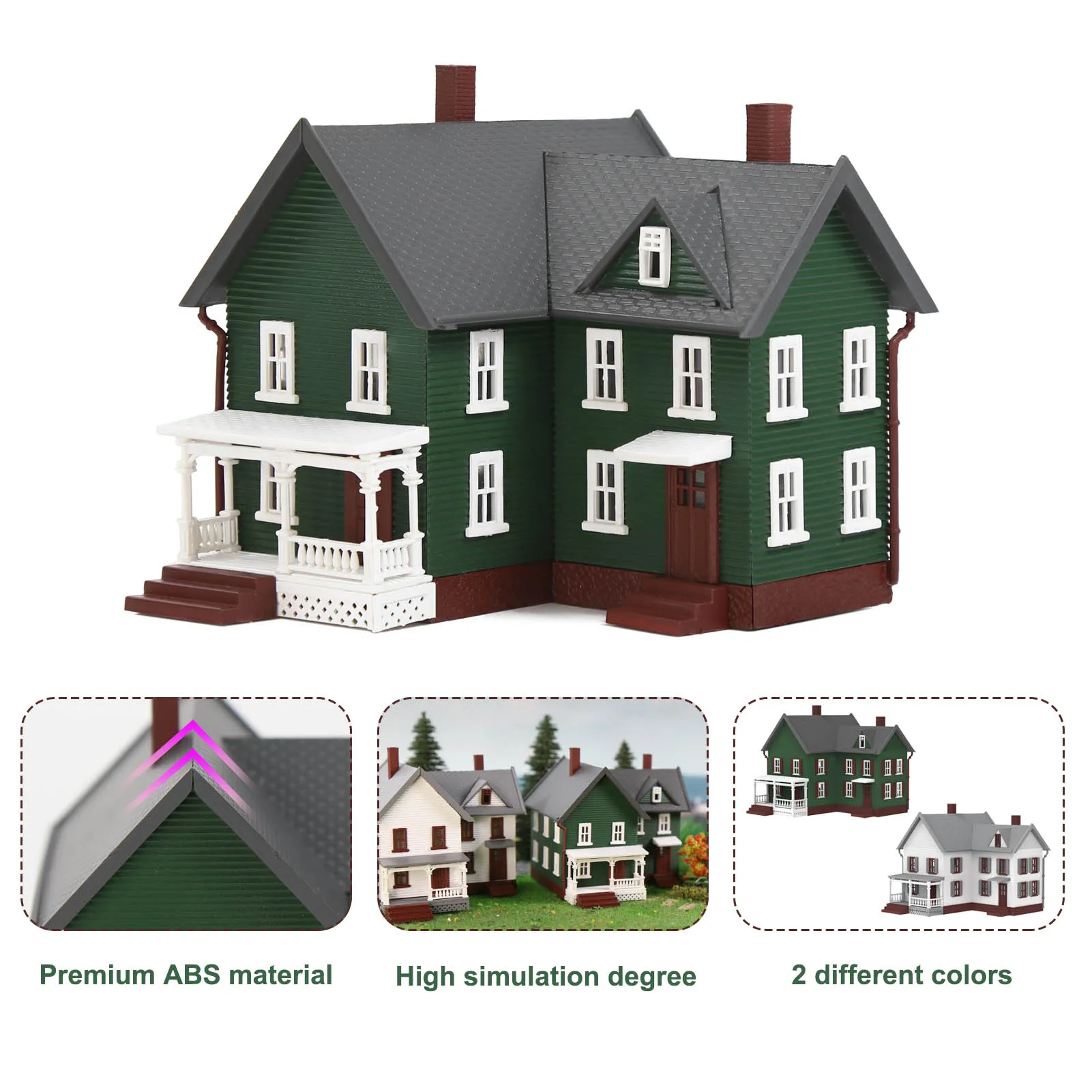 Evemodel JZN5885 N Scale Model Dwelling House Kit Two-story with Porch
