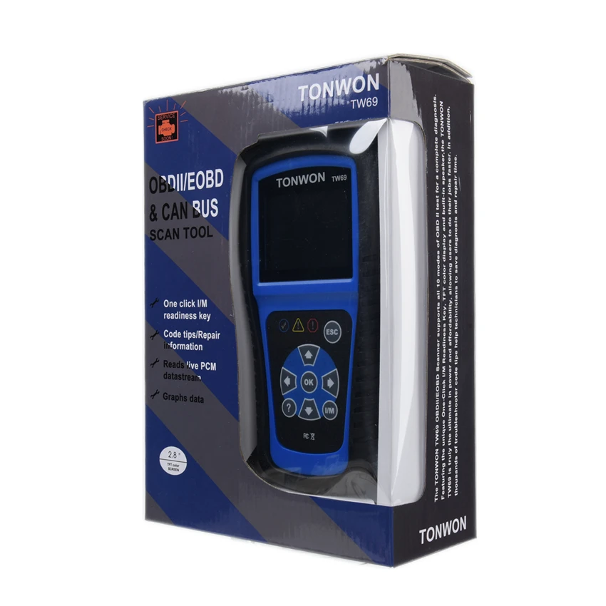 TW69 OBD2 Diagnostic Scanner Tool Supports all 10 OBD2 Test Modes Complete Diagnosis Enhanced OBD II Mode 6-On-Board