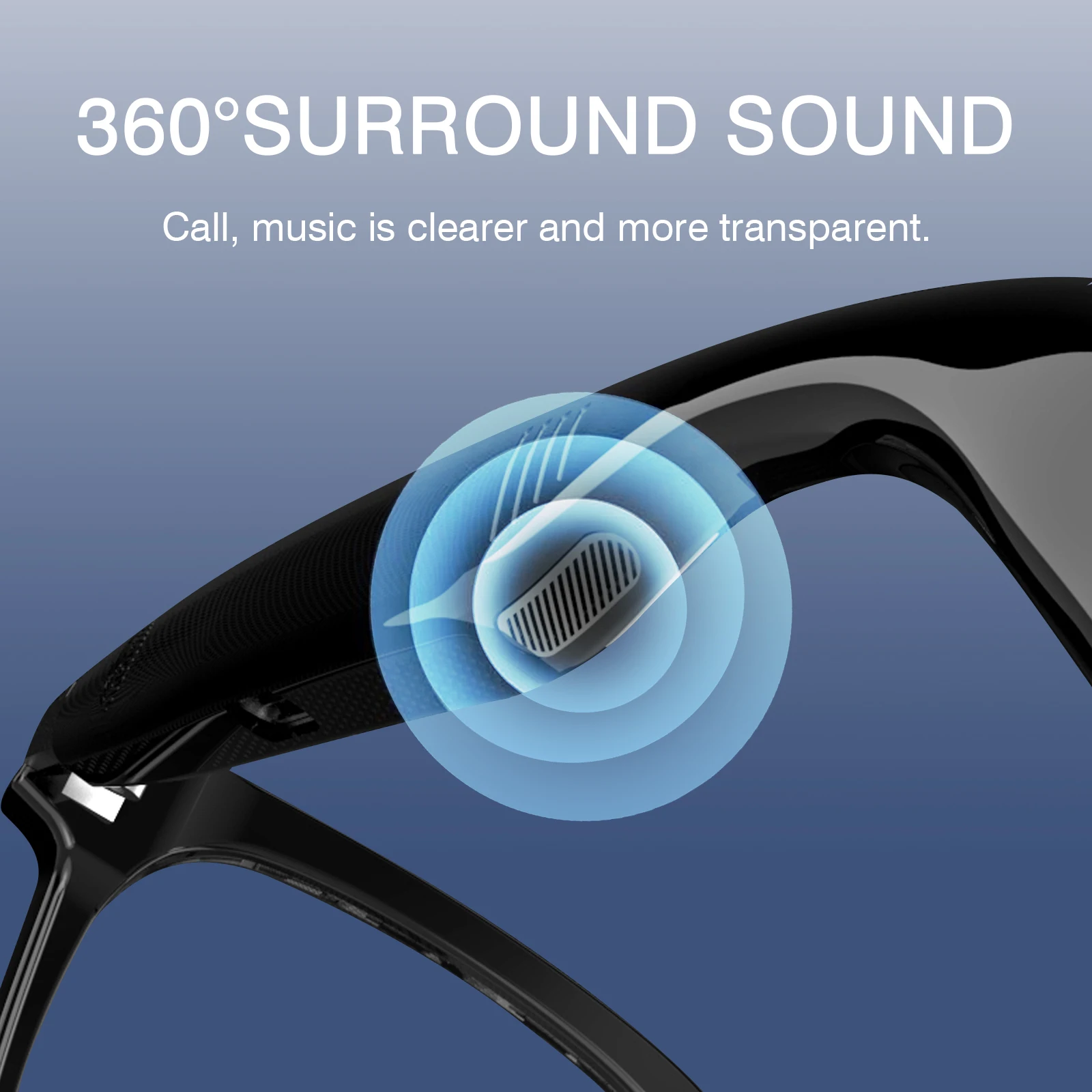 نظارات ذكية، مكالمات لاسلكية، مساعد صوت يعمل باللمس، عدسات مضادة للضوء الأزرق، تشغيل الموسيقى، جودة صوت HIFI