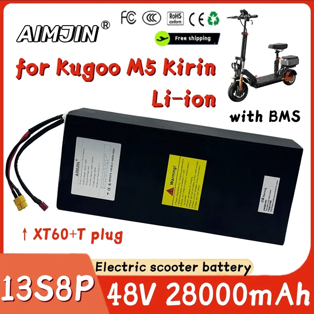 

48V 28000mAh 18650 13S8P for Kugoo M5 Kirin Electric Scooter/Bicycle Powerful Motor Li-ion Rechargeable Battery pack