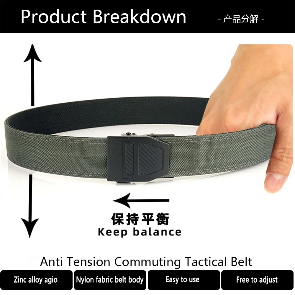 TUSHI Brand Double Layered Thickened Tactical Belt Men's Enthusiasts Outdoor Nylon 3.8 Upgraded Automatic Buckle Gun
