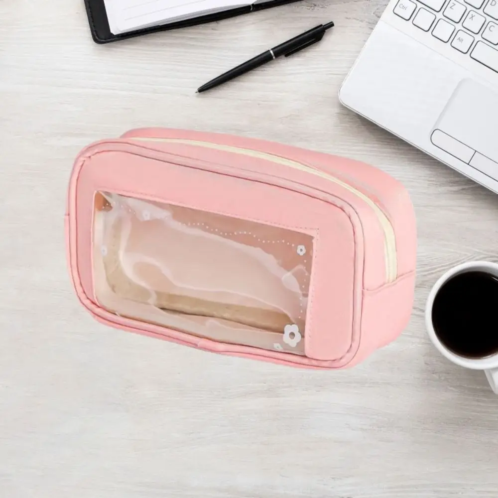 PVC Y2K Stationery Bag Flower Desktop Storage Korean Style Pencil Case Large Capacity Cosmetics Card Pen Cloth PVC Pencil Pouch