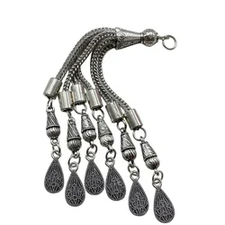 Tibetan Silver 2pcs Penknife Chinese Knot Drop Shaped Rosary Pendant Jewelry Making Pray Muslim Turkish DIY Accessorie Materials
