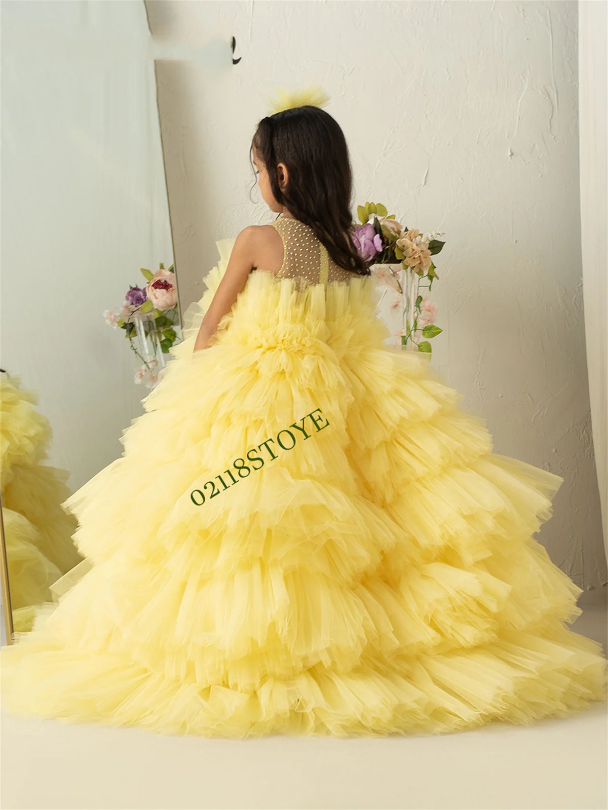 

Puffy Princess Dress Flower Girl Dress Wedding Party Dress Sleeveless Pretty Girl Dress First Communion Dress Girl