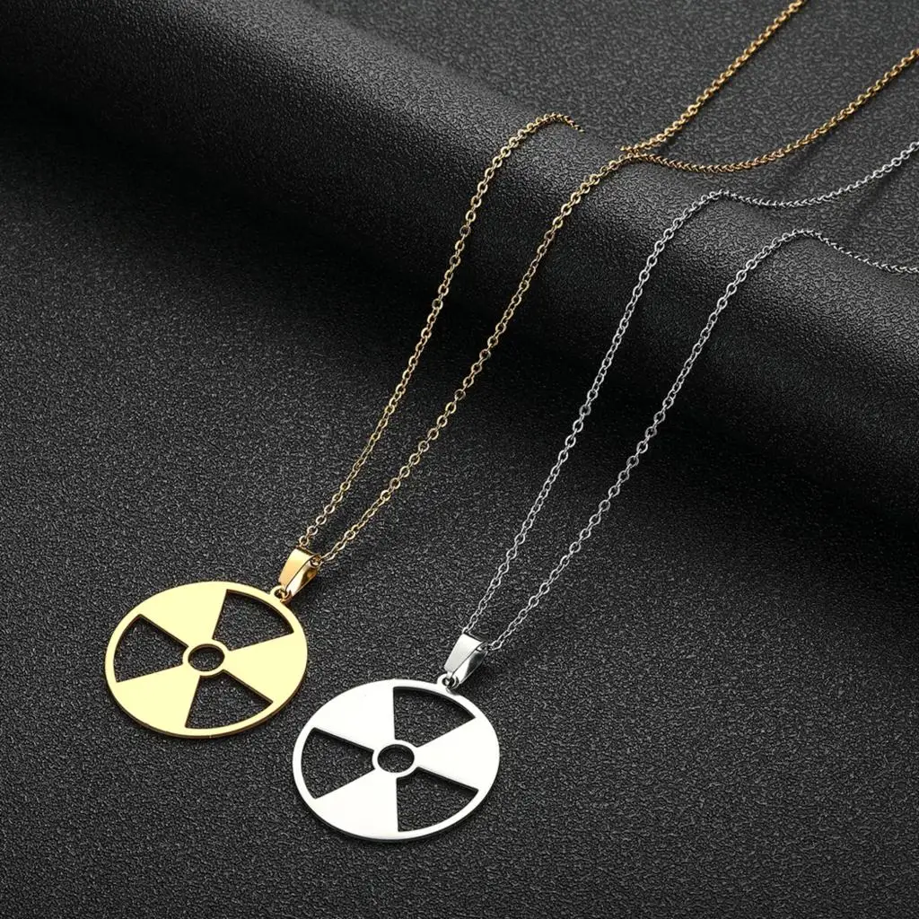 Kinitial Janeiro Radiation Hazard Symbol Pendant Radioactive Necklace Hulk Logo Nuclear Emblem Cyber Goth Logo Imprint Stalker