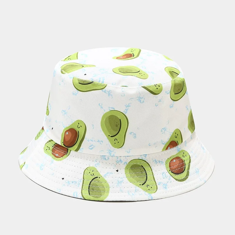 Kreative bedruckte Eimerkappe mit Fruchtmuster, Unisex, Freizeit-Fischerhut für den Außenbereich, Sommer-Strand-UV-Schutz-Sonnenhut, Panama-Bob – Detail 10
