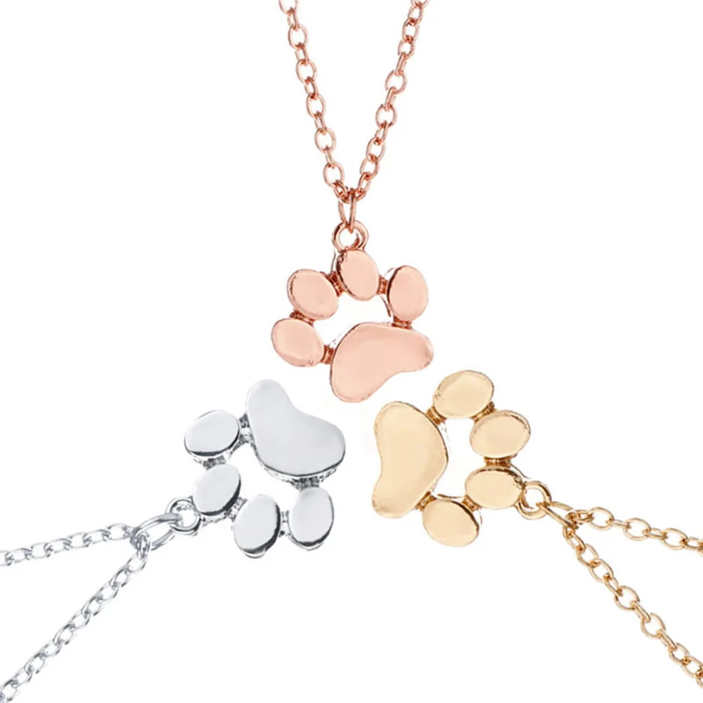 

Dog Footprint Necklace Rose Gold Chain Pendant Women Girls Jewellery Gift Perfect Birthday Wedding Valentine Paw Print Necklace