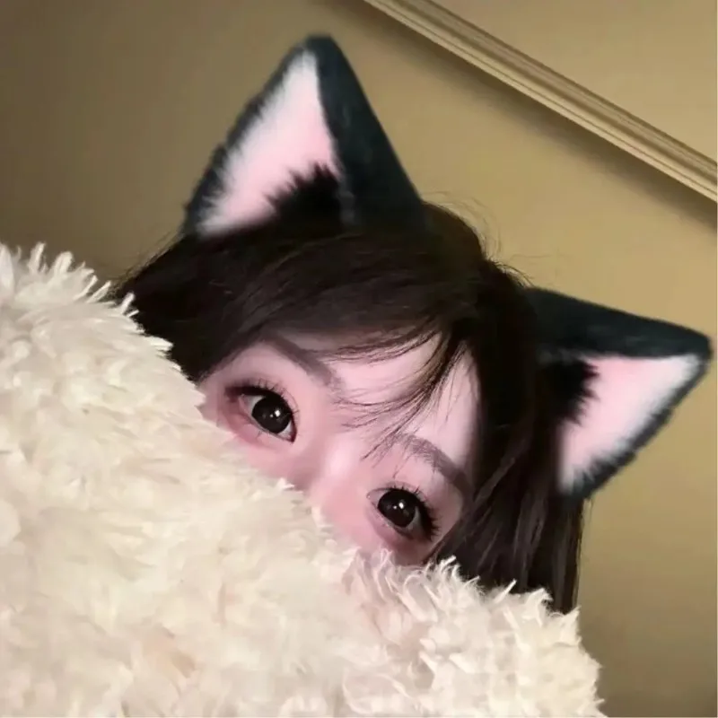 1PC Bandeau en peluche oreilles de chat mignonnes, accessoire capillaire pour cosplay, pince à cheveux mignonne, coiffe