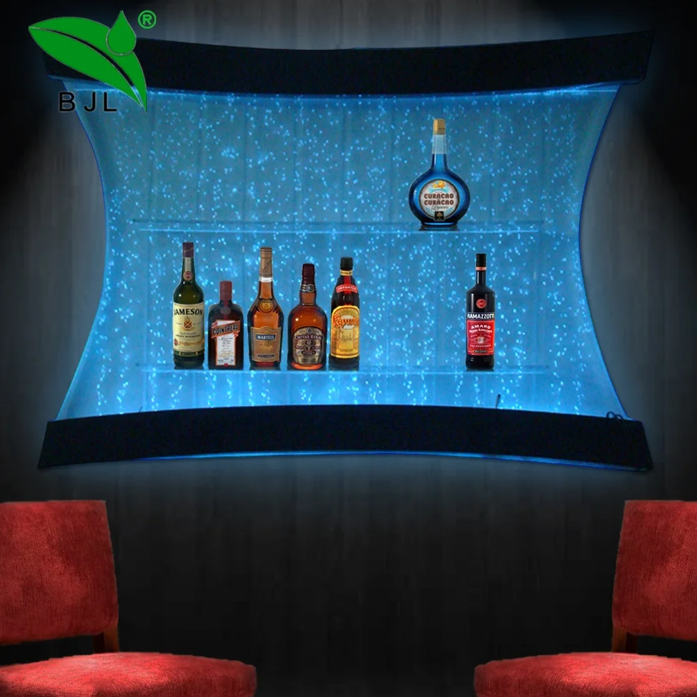 

Home bar Furniture Remote Control LED Light Color Changing Water Bubble Wall Mounted Wine bar Cabinets