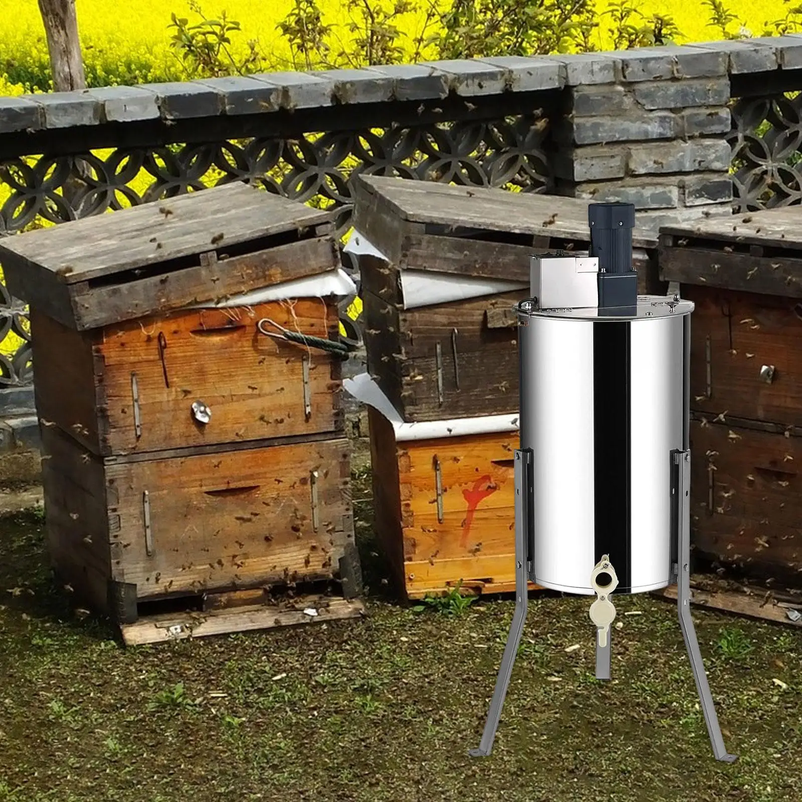 Electric Honey Extractor US Plug Honeycomb Drum Rotator for Basement Kitchen