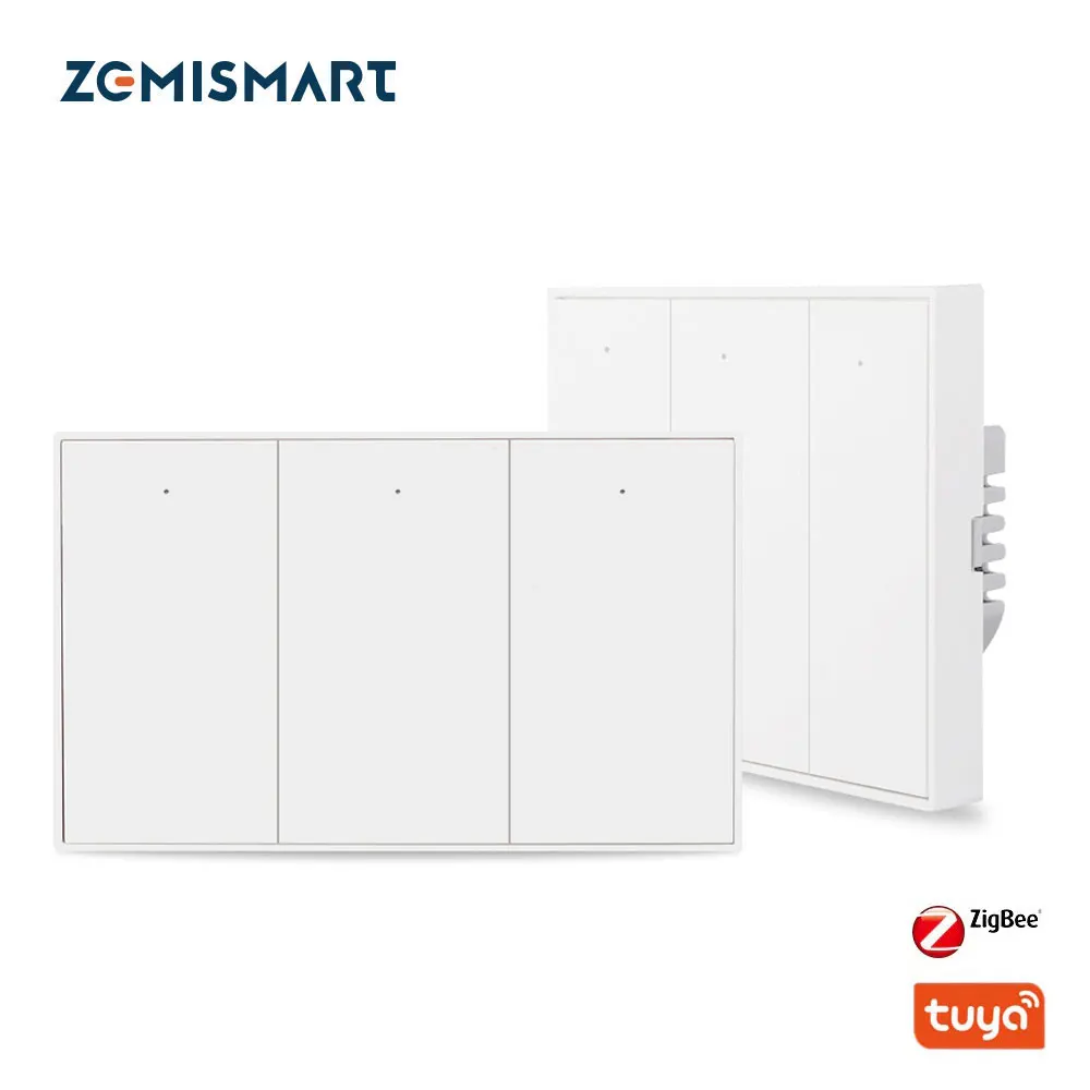 

Zemismart Tuya Zigbee Умный настенный выключатель света Кнопочный прерыватель без нейтрали Приложение Smart Life Alexa Google Home Control