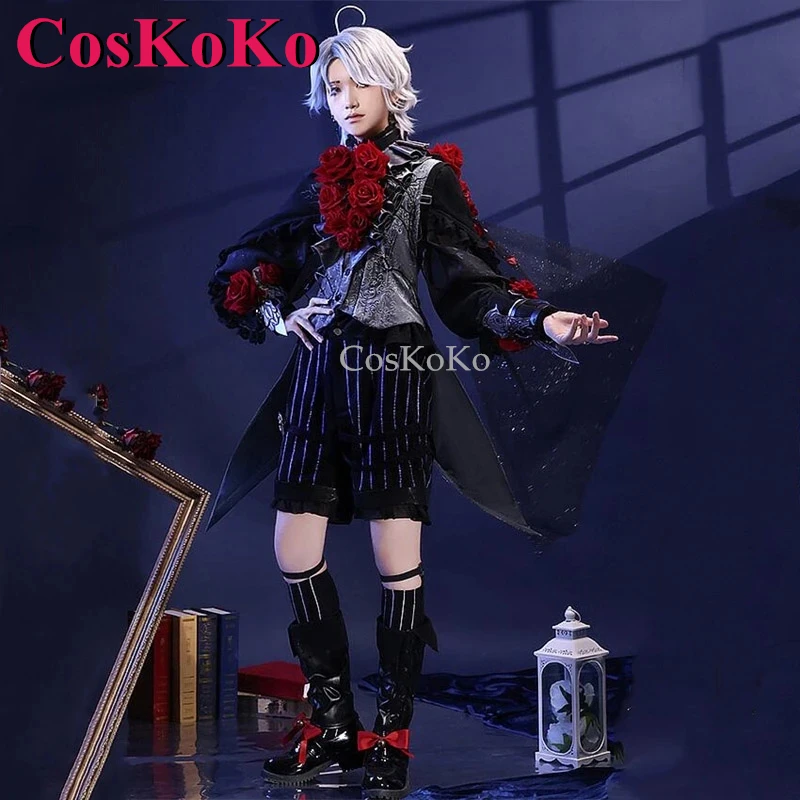 CosKoKo Emil Cosplay Game Identity V Costume Patient Handsome Fashion Black Uniform Full Set Halloween Party Role Play Clothing